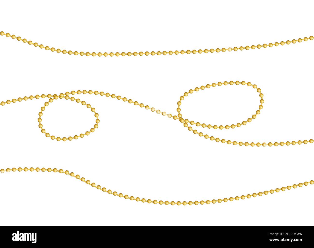 Catena d'oro, isolata su sfondo bianco. Illustrazione vettoriale. Illustrazione Vettoriale