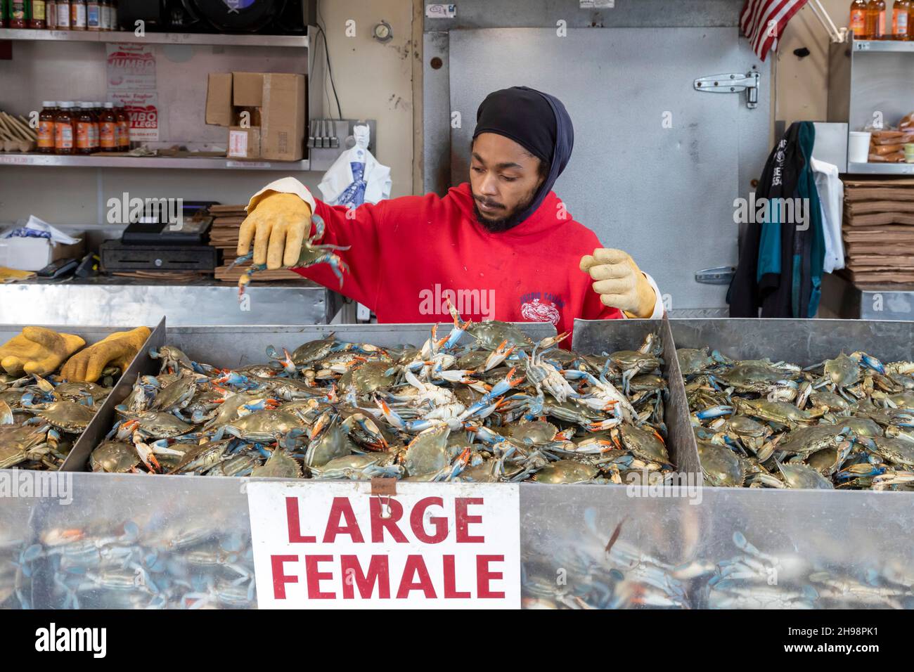 Washington, DC - il mercato municipale del pesce. Fondata nel 1805, è il più antico mercato del pesce all'aperto in continuo funzionamento degli Stati Uniti. Foto Stock