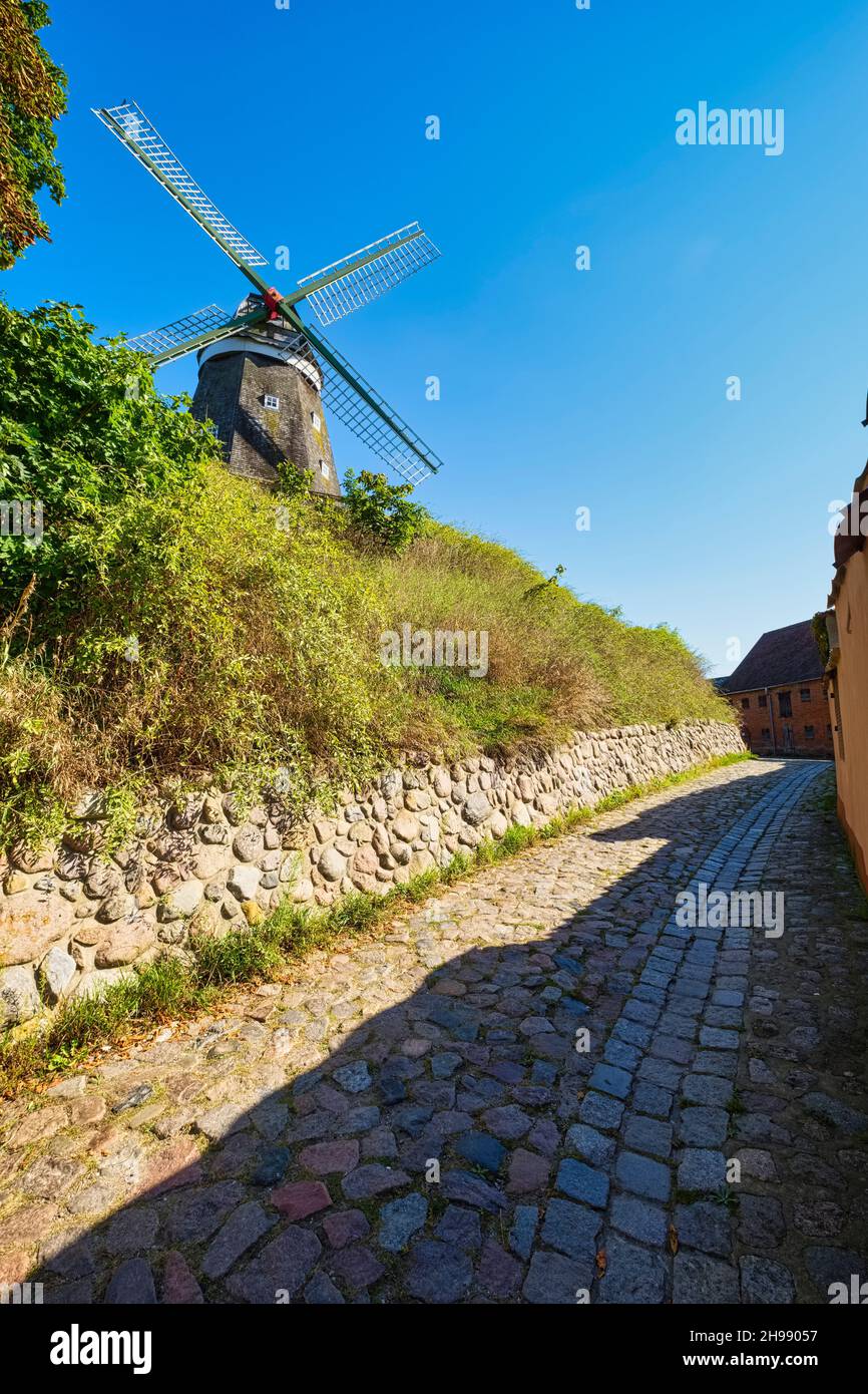 Mulino a vento Röbel/Müritz, Meclemburgo-Pomerania occidentale, Germania Foto Stock