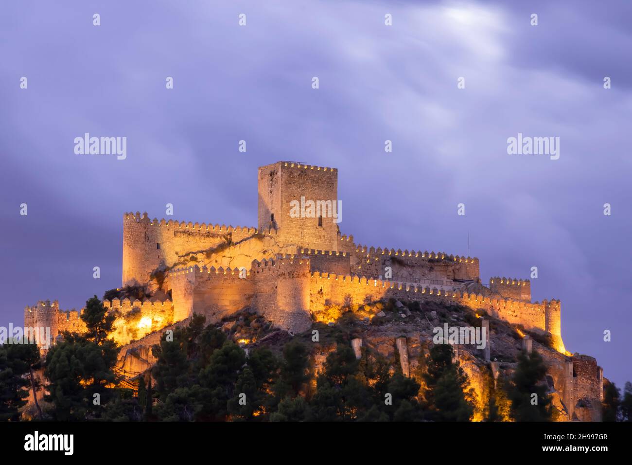 Il Castello di Almansa (in spagnolo: Castillo de Almansa) è un castello situato in Almansa, Spagna. Foto Stock