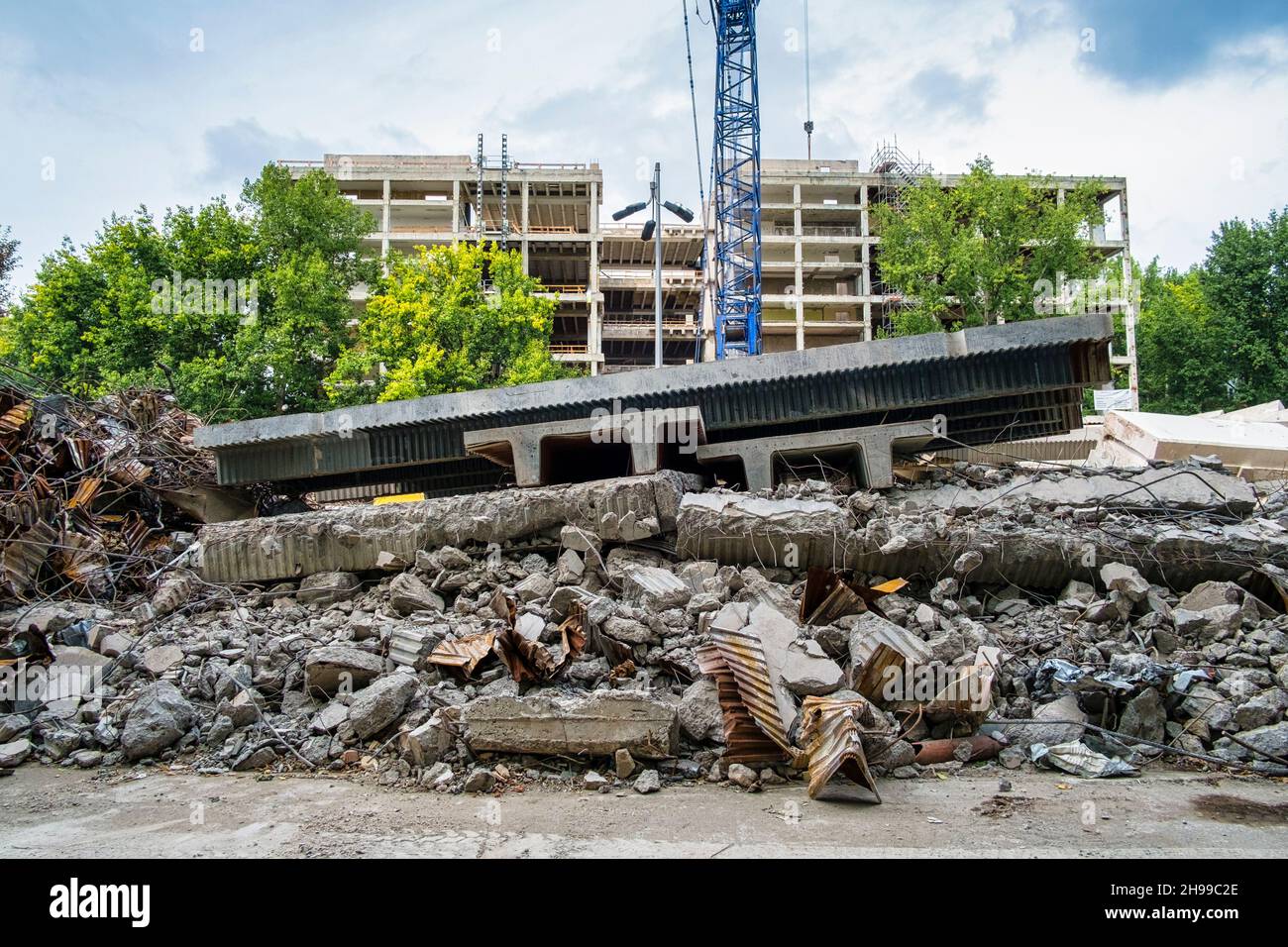 Modifica dell'edificio ex grandi magazzini Centrum a Ostbahnhof, Berlino, Germania Foto Stock