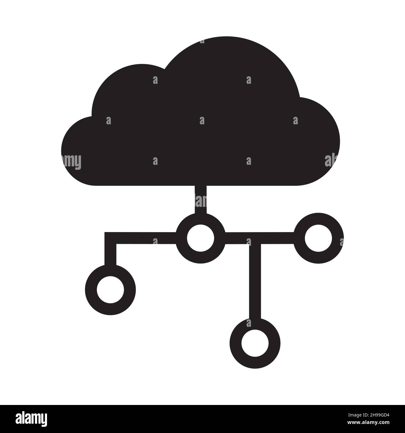 Icona di gestione e archiviazione cloud in stile semplice su sfondo bianco. Illustrazione Vettoriale