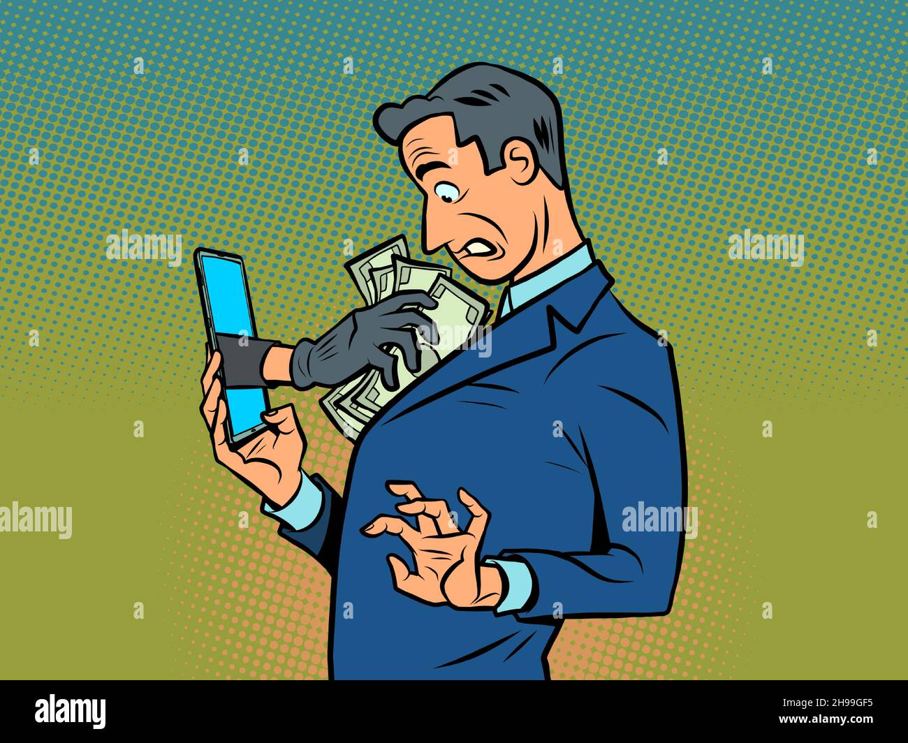 Furto online di denaro elettronico, hacking e crimine su Internet Illustrazione Vettoriale