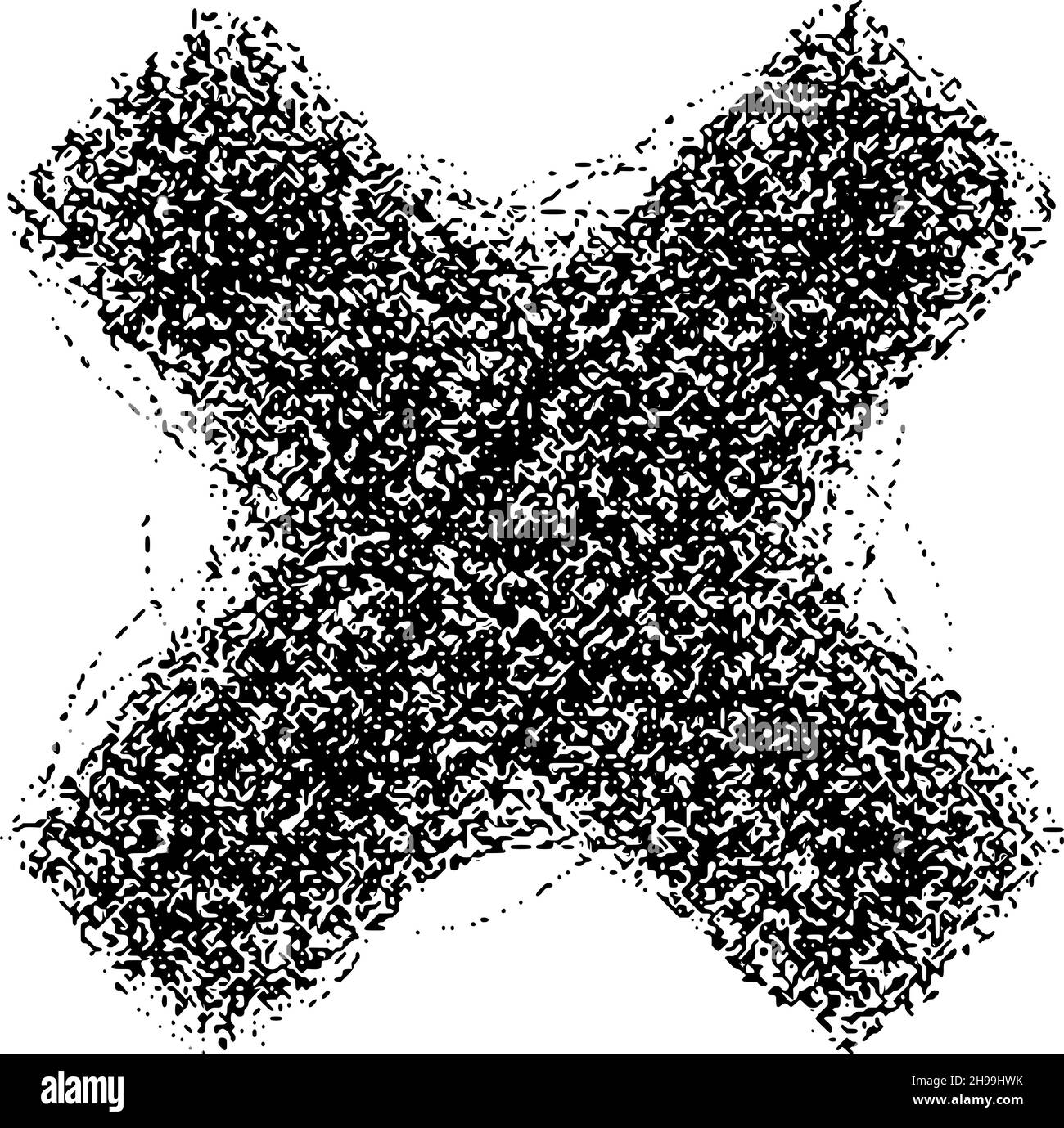 Segno di moltiplicazione costituito da particelle isolate su sfondo bianco. Illustrazione vettoriale Illustrazione Vettoriale