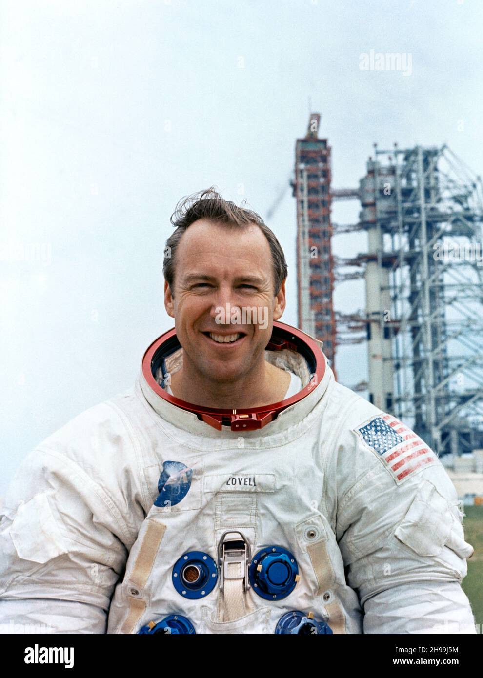 L'astronauta James A. Lovell Jr., comandante della missione di atterraggio lunare Apollo 13 Foto Stock