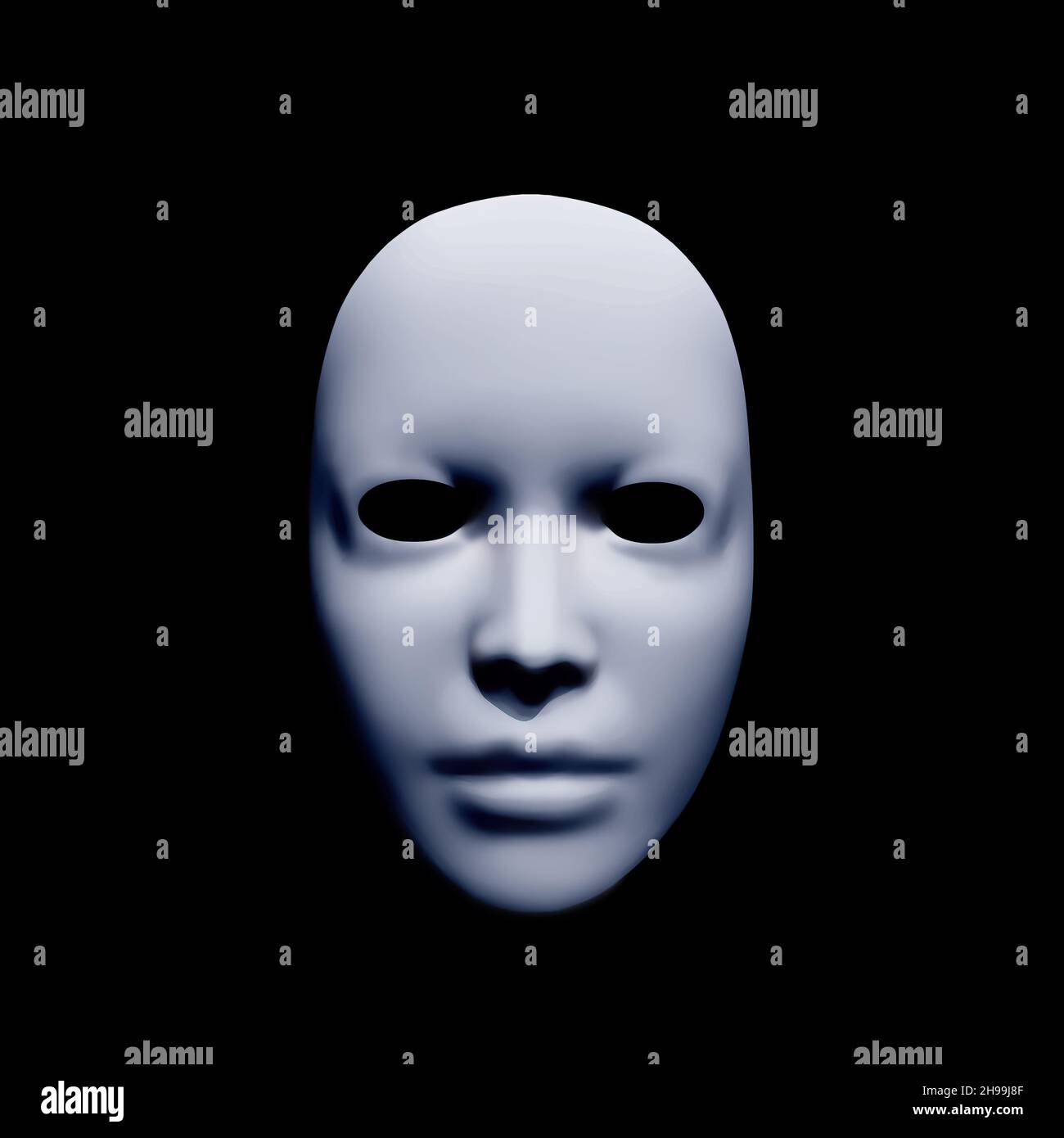 Maschera su nero. Rendering 3D Foto Stock