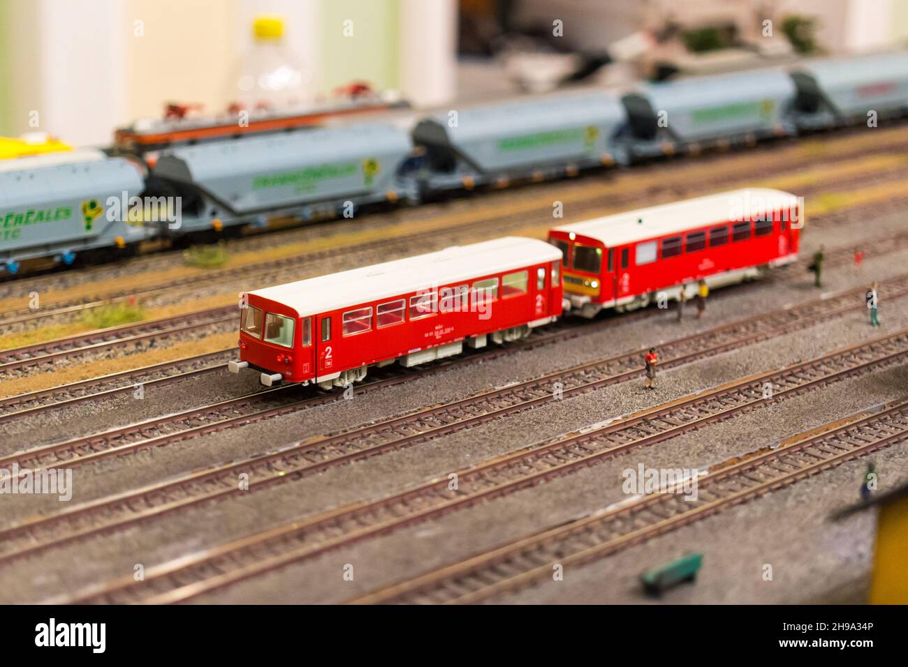 Bzmot Railbus al Model Railway Exhibition (Vasutmodell Kiallitas), Sopron, Ungheria Foto Stock