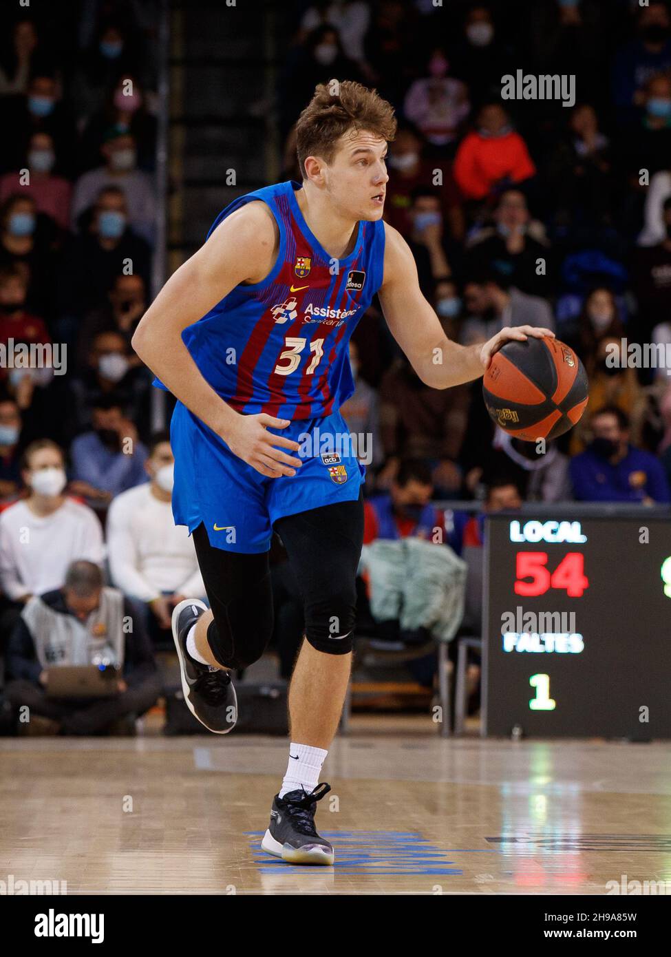 Barcellona, Barcellona, Spagna. 5 dicembre 2021. Rokas Jokubaitis del FC Barcelona durante la partita Liga Endesa ACB tra il FC Barcelona e Bitci Baskonia al Palau Blaugrana di Barcellona. (Credit Image: © David Ramirez/DAX via ZUMA Press Wire) Foto Stock