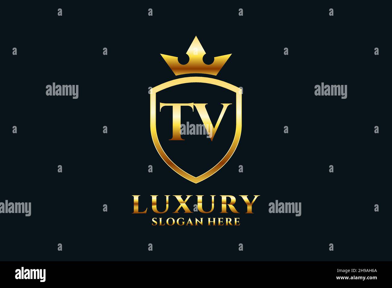 TV elegante monogramma di lusso logo o modello con scroll e corona reale - perfetto per lussuosi progetti di branding Illustrazione Vettoriale
