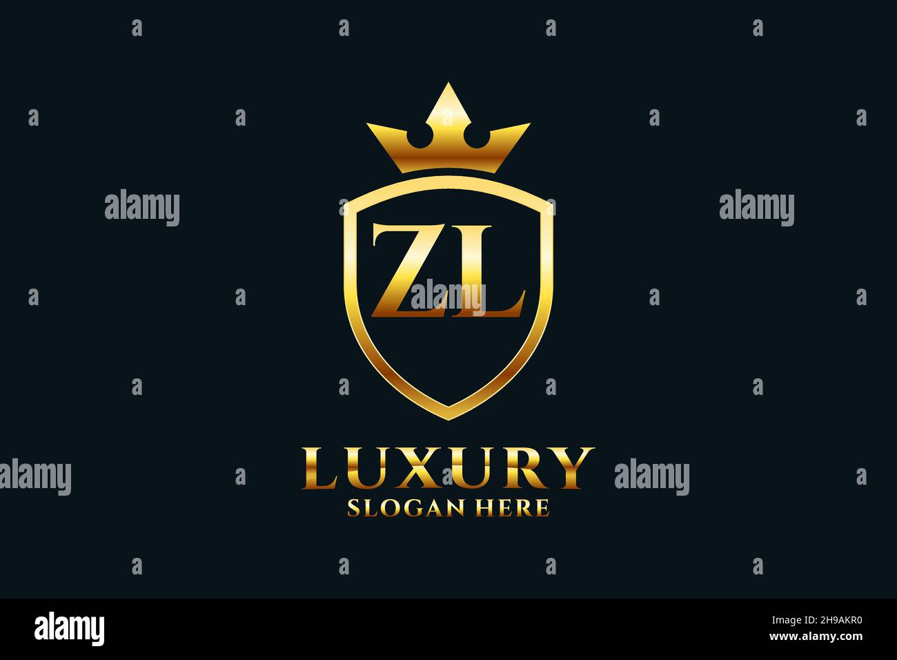 ZL elegante logo monogramma di lusso o modello con scroll e corona reale - perfetto per progetti di branding di lusso Illustrazione Vettoriale