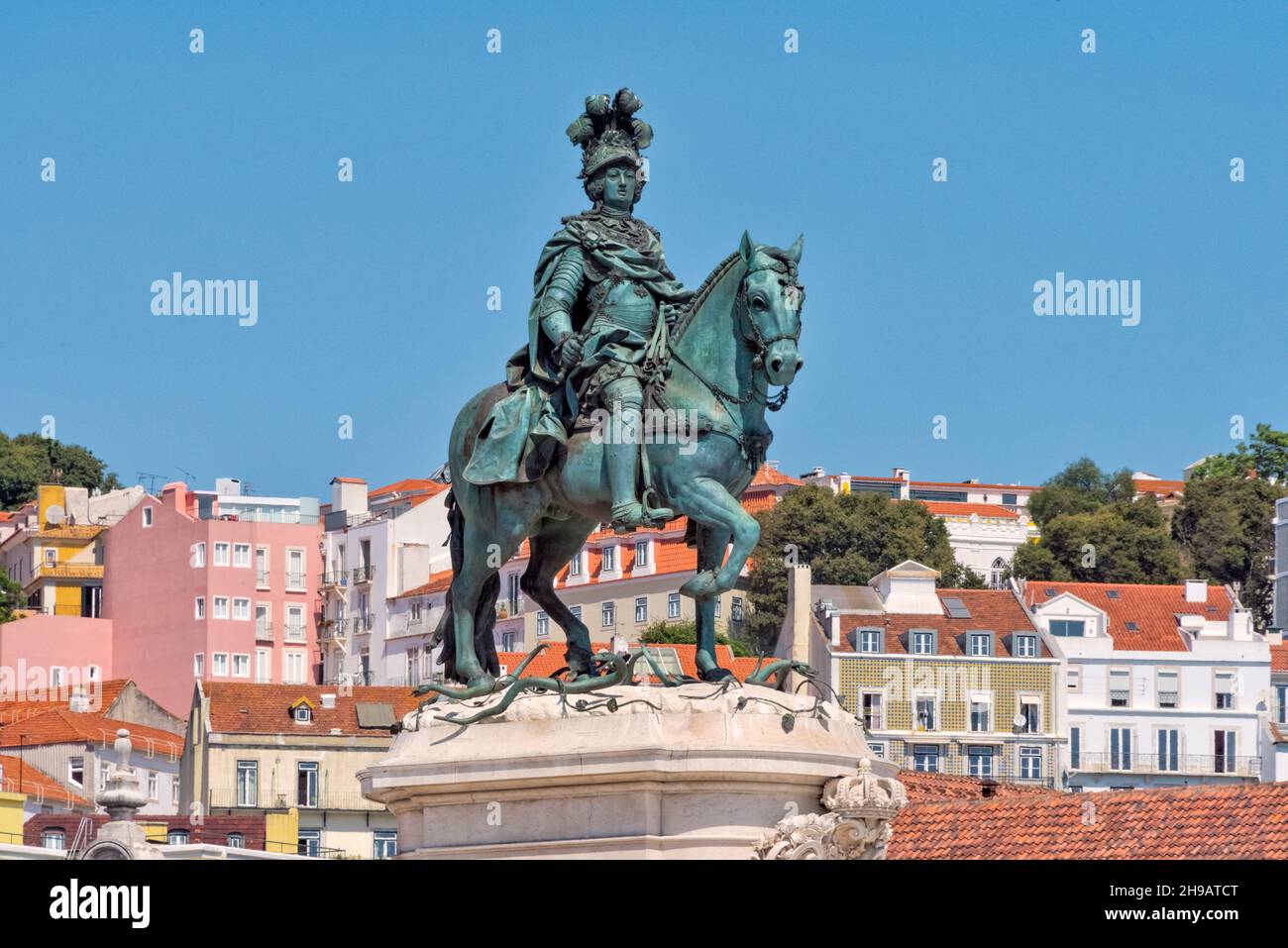 Statua del re José i in Piazza del Commercio, Lisbona, Portogallo Foto Stock