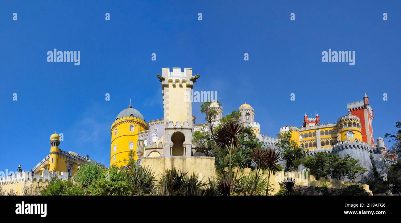 Pena Palace di Sintra, patrimonio mondiale dell'UNESCO, Portogallo Foto Stock