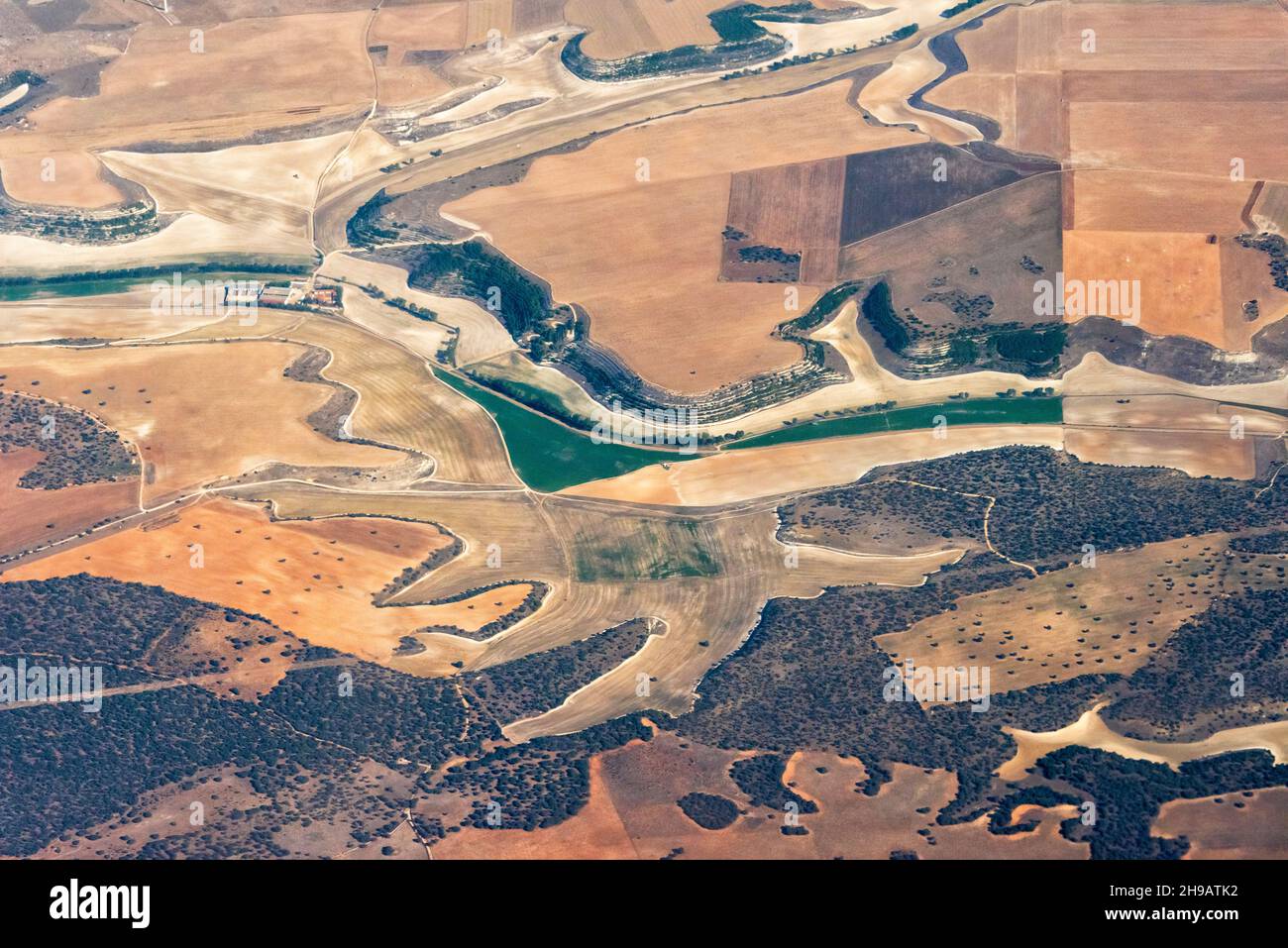 Veduta aerea del terreno agricolo, Spagna settentrionale Foto Stock