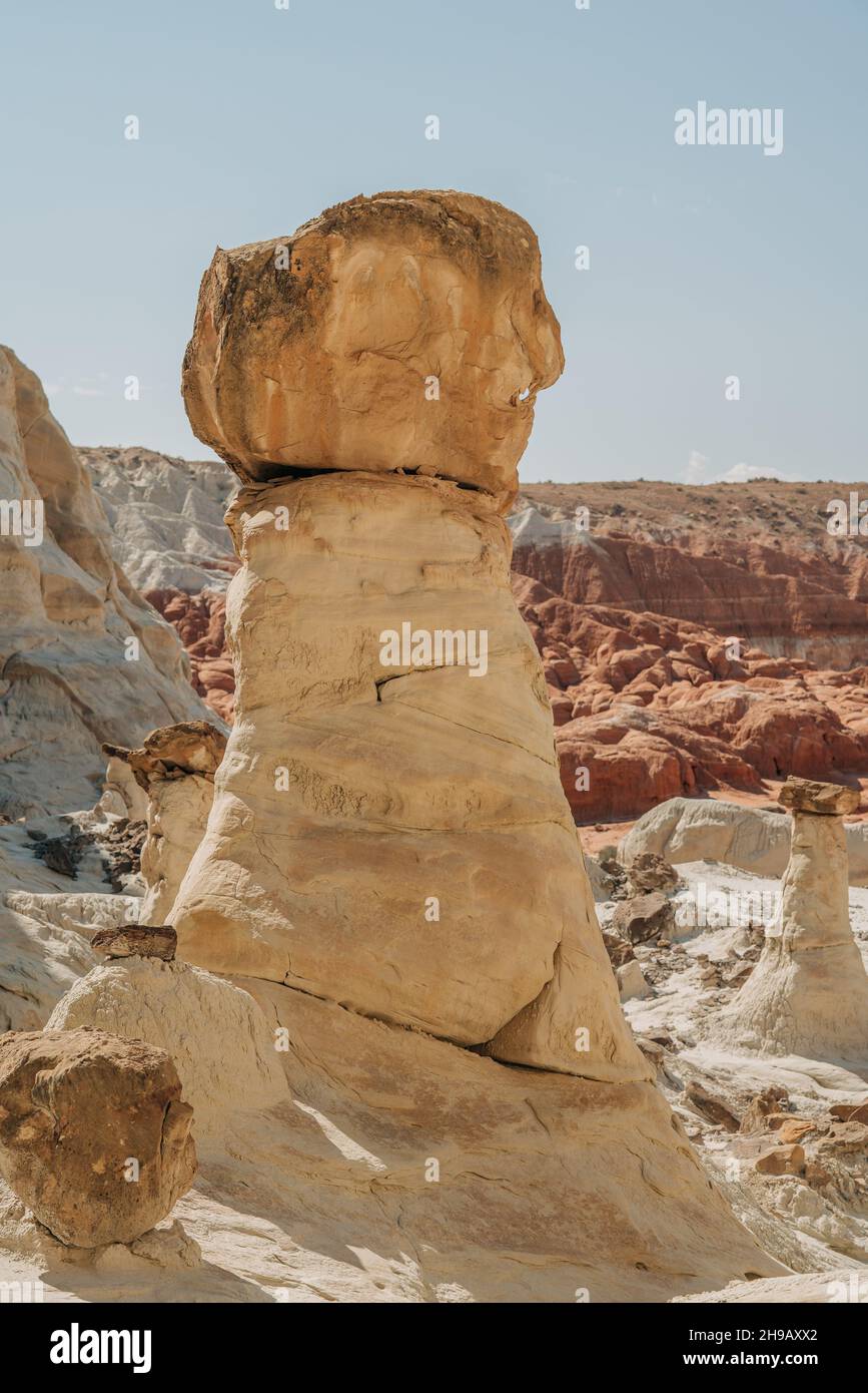 Grand Staircase-Escalante National monumen, Utah. Toadsgools, un'incredibile formazione rocciosa bilanciata che assomiglia a funghi. Escursioni nel deserto, incantare Foto Stock