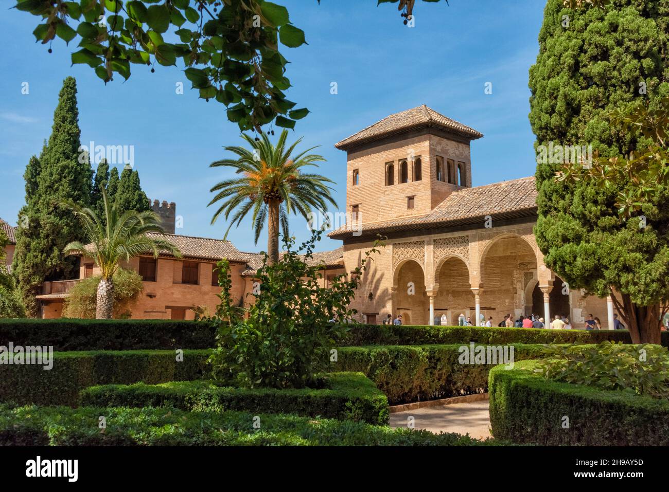 Cortile del Partal in Alhambra, Granada, Provincia di Granada, Andalusia Comunità autonoma, Spagna Foto Stock