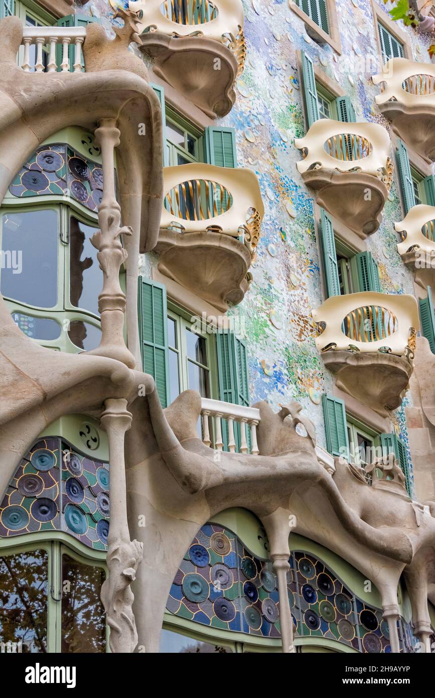 Casa Batlló by Gaudi, Barcellona, Provincia di Barcellona, Comunità autonoma della Catalogna, Spagna Foto Stock