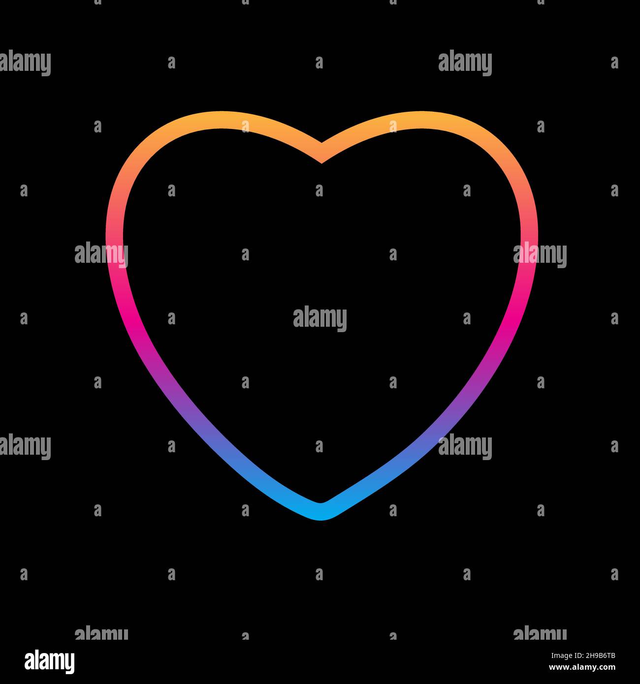 Arcobaleno silhouette di un cuore su sfondo nero. Illustrazione vettoriale. Illustrazione Vettoriale