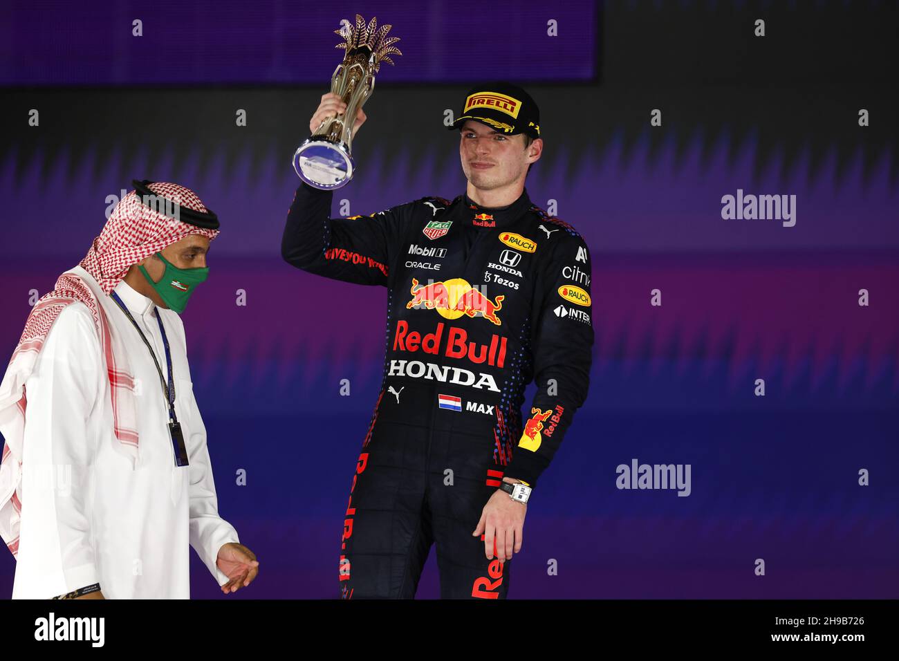 VERSTAPPEN Max (ned), Red Bull Racing Honda RB16B, ritratto durante la Formula 1 stc Saudi Arabian Grand Prix 2021, 21° round del Campionato del mondo di Formula uno FIA 2021 dal 3 al 5 dicembre 2021 sul circuito Jeddah Corniche, a Jeddah, Arabia Saudita - Foto: DPPI/DPPI/LiveMedia Foto Stock