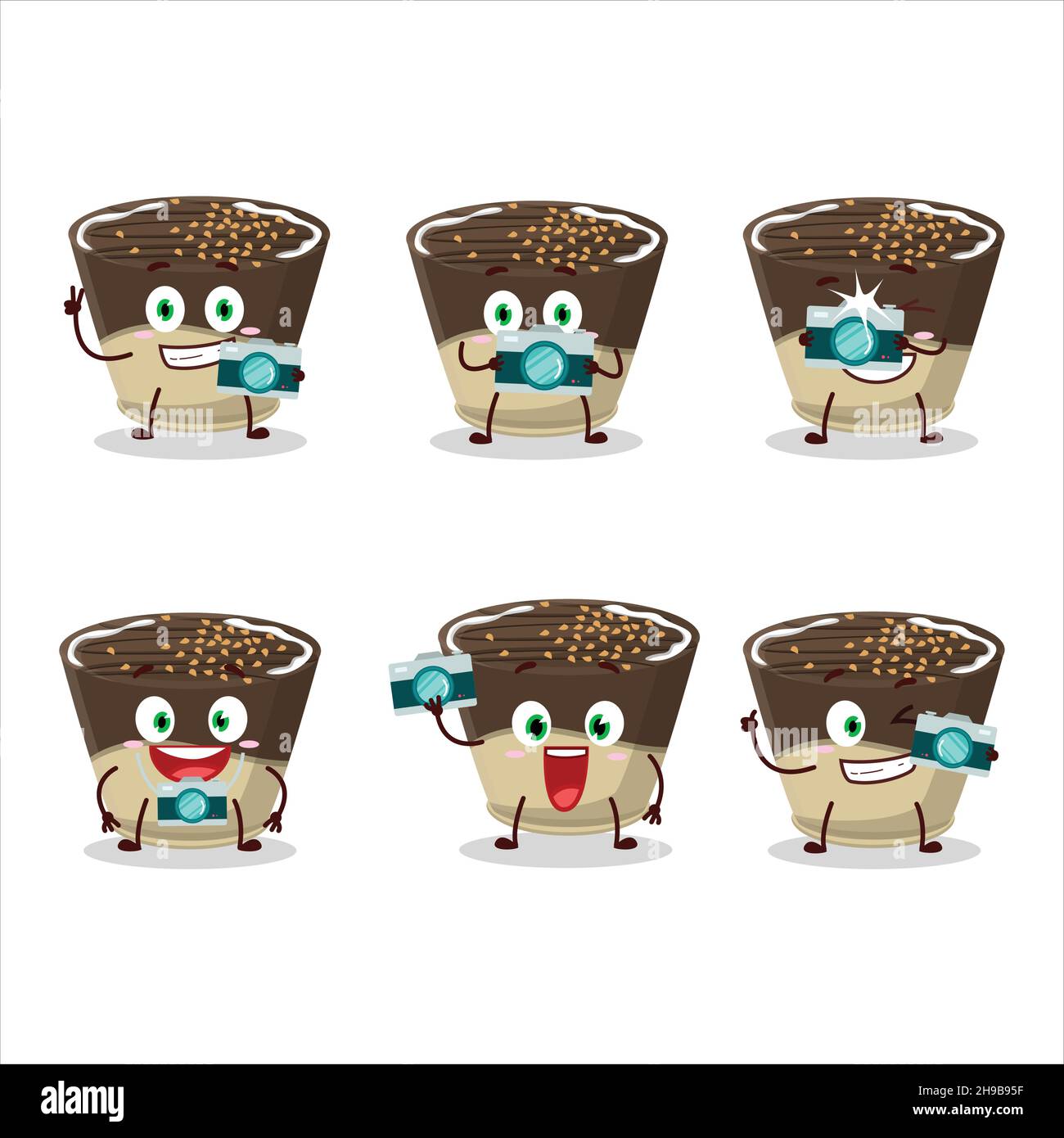 Fotografo professione emoticon con tartufo cioccolato latte caramella personaggio cartoon. Illustrazione vettoriale Illustrazione Vettoriale