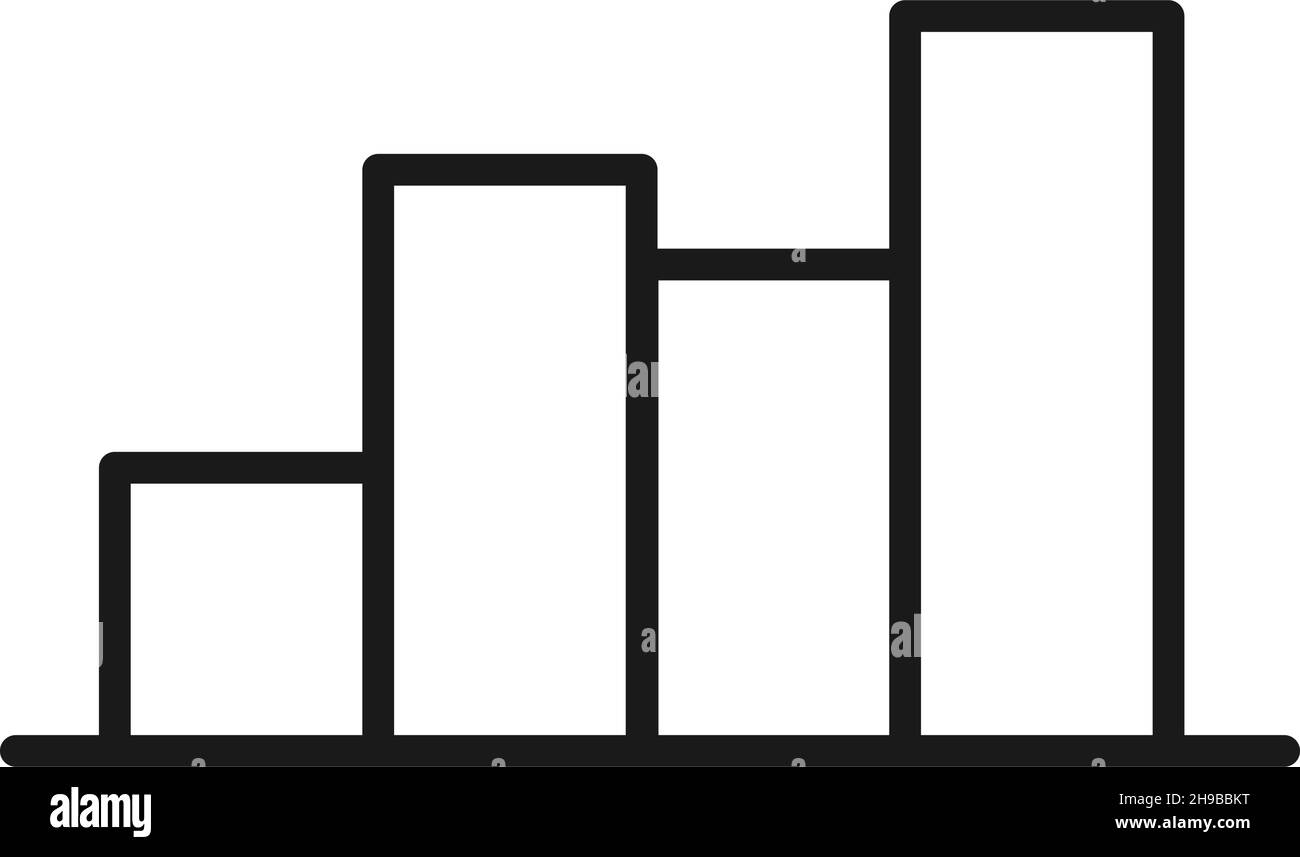 Line art in bianco e nero istogramma del reddito aziendale grafico dell'aumento finanziario. Illustrazione vettoriale di icone, opuscoli, referti, siti Web o applicazioni Illustrazione Vettoriale