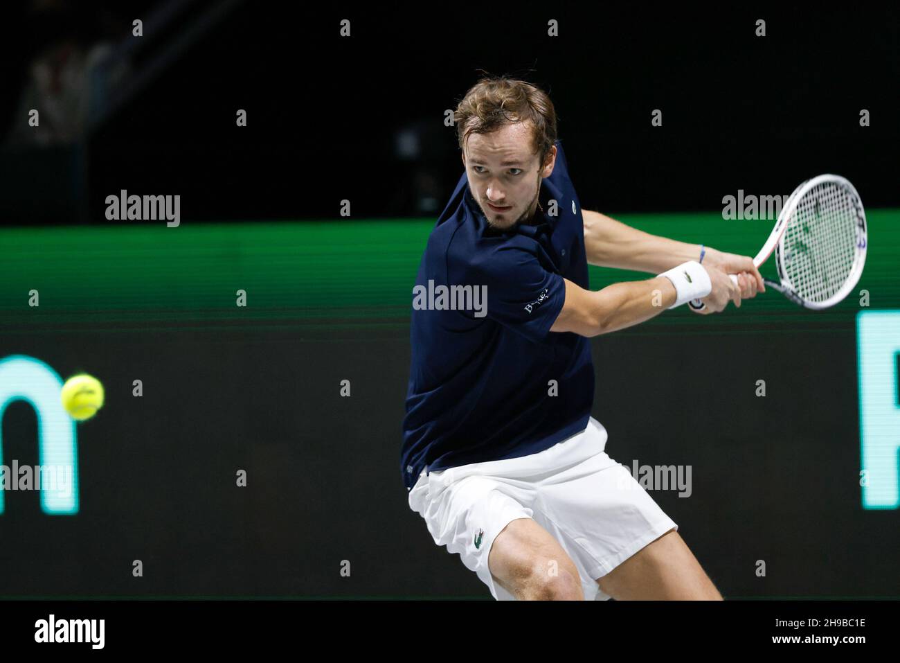 Daniil Medvedev di Russia durante la finale della Coppa Davis 2021, partita di tennis tra Russia e Croazia il 5 dicembre 2021 alla Madrid Arena di Madrid, Spagna - Foto: Oscar Barroso/DPPI/LiveMedia Foto Stock