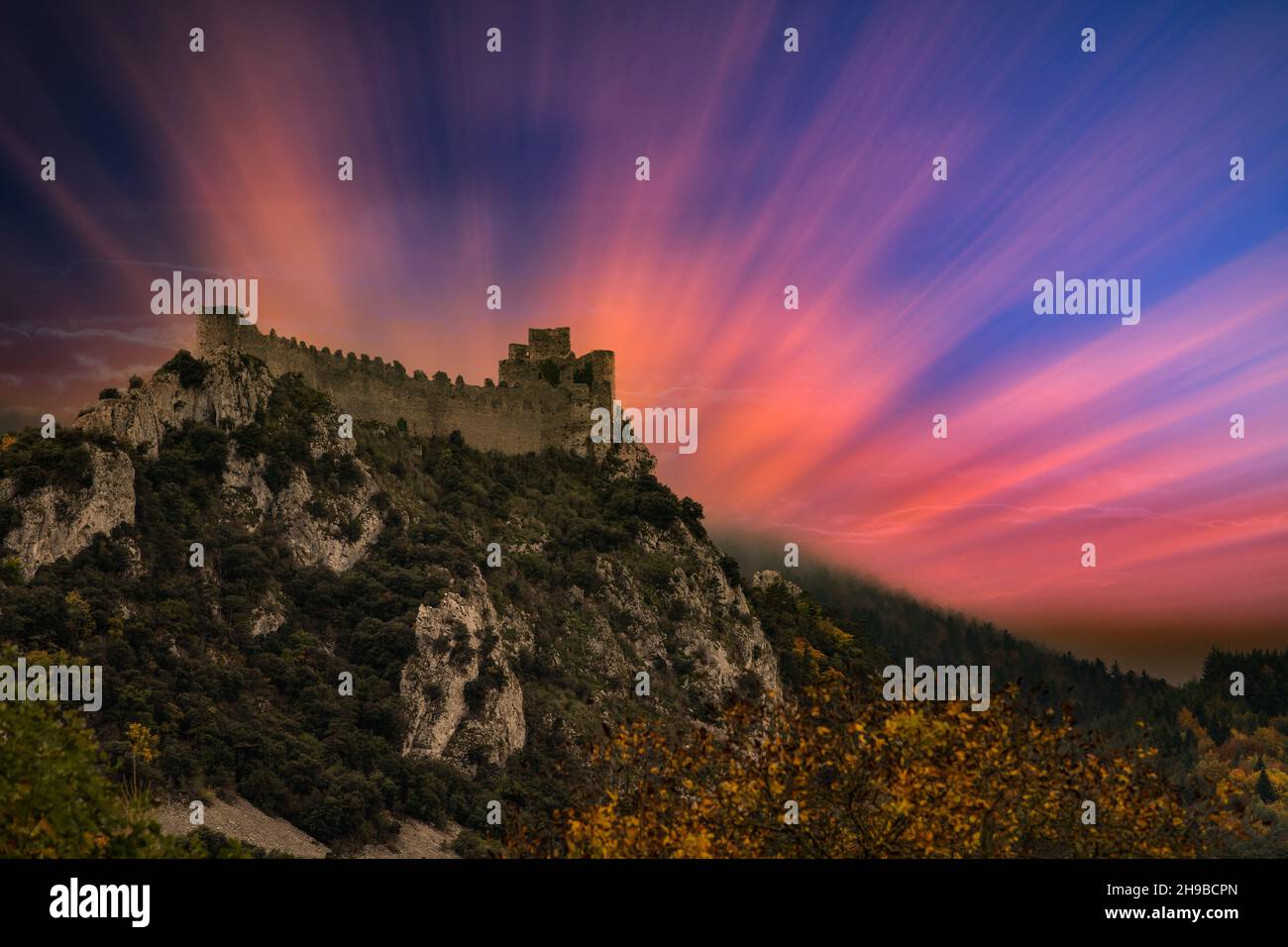 Chateau de Puilaurens, Castello cataro, Francia meridionale Foto Stock