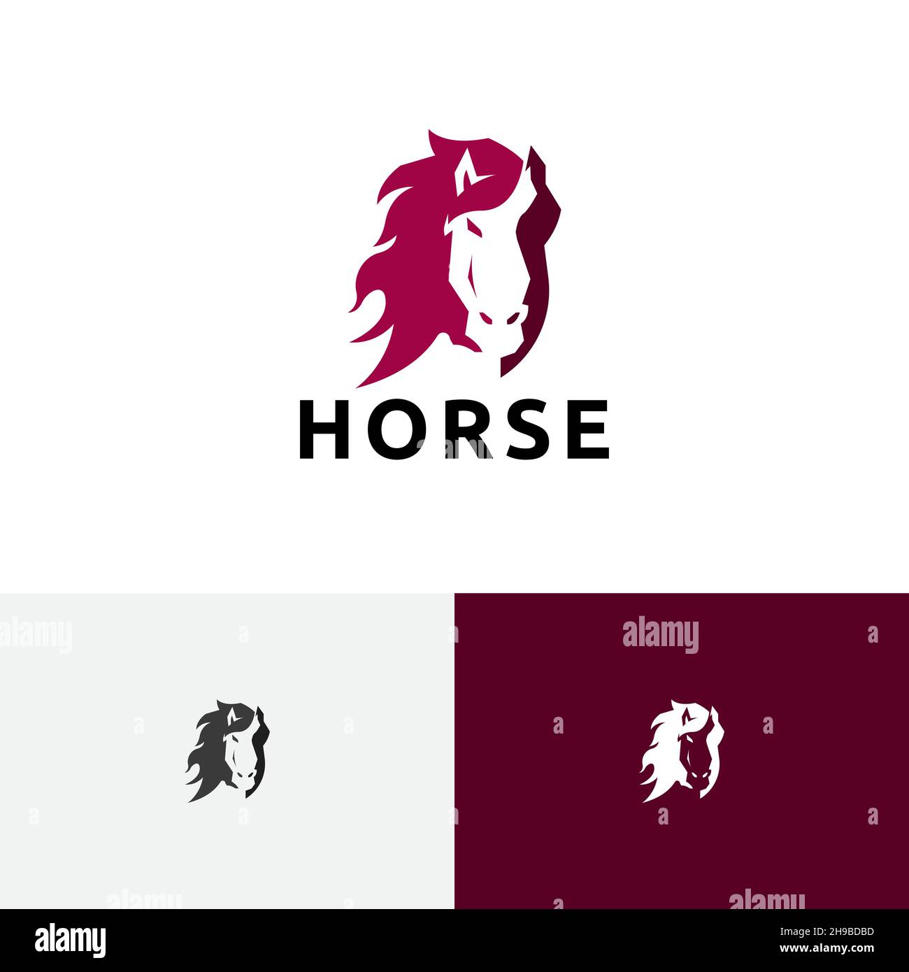 Testa di cavallo corsa equestre natura animale Abstract Logo Illustrazione Vettoriale
