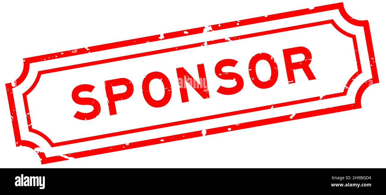Grunge rosso sponsor parola gomma sigillo timbro su sfondo bianco Illustrazione Vettoriale