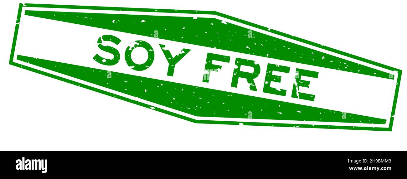 Grunge verde senza soia parola esagonale sigillo di gomma timbro su sfondo bianco Illustrazione Vettoriale