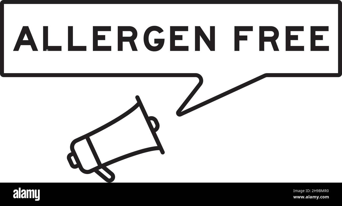 Icona megafono con bolla vocale in parola senza allergeni su sfondo bianco Illustrazione Vettoriale
