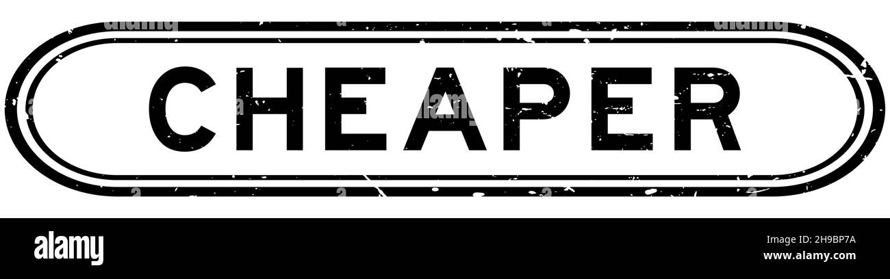 Grunge nero più economico parola gomma sigilla timbro su sfondo bianco Illustrazione Vettoriale