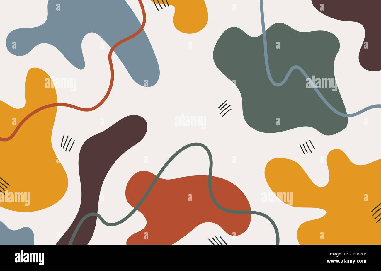 Astratto Doodle forme organiche modello decorativo di disegno. Stile sovrapposto di sfondo minimale colorato. Vettore di illustrazione Illustrazione Vettoriale
