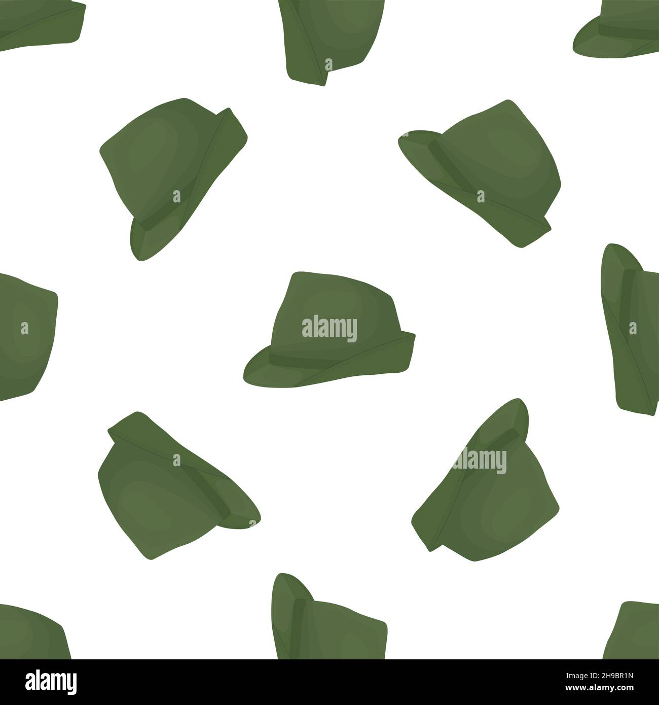 Illustrazione su temi colorati cappelli Fedora, bei cappucci su sfondo bianco. Modello CAPS costituito da cappelli da collezione fedora da indossare. Illustrazione Vettoriale