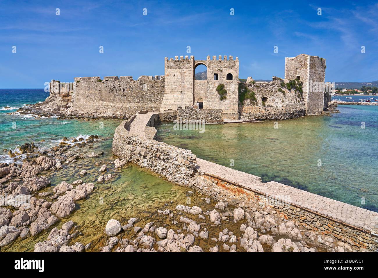 Castello di Methoni, Peloponneso, Messenia, Grecia Foto Stock