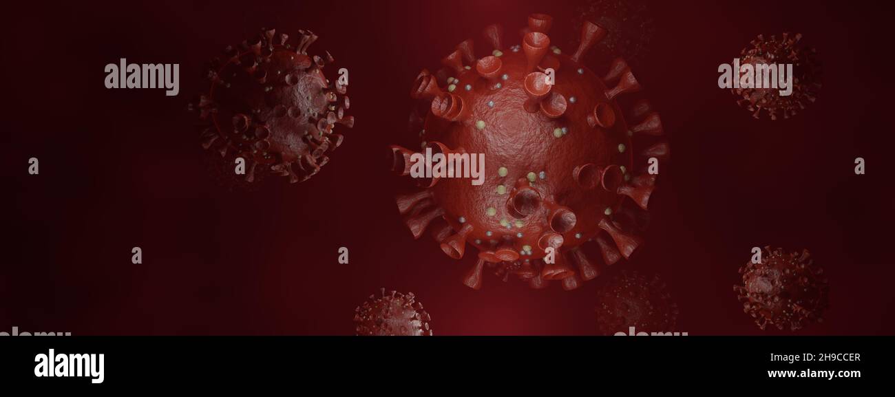 Coronavirus Omicron Delta Covid-19 sfondo banner - rendering 3d Foto Stock