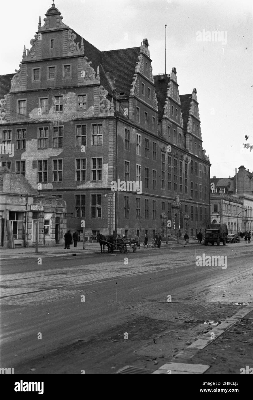 Polska, 1947-10. Zabudowa miejska na Pomorzu. ps/gr PAP Dok³adny dzieñ wydarzenia nieustalony. Polonia, ottobre 1947. Sviluppo di edifici municipali in Pomerania. ps/gr PAP Foto Stock