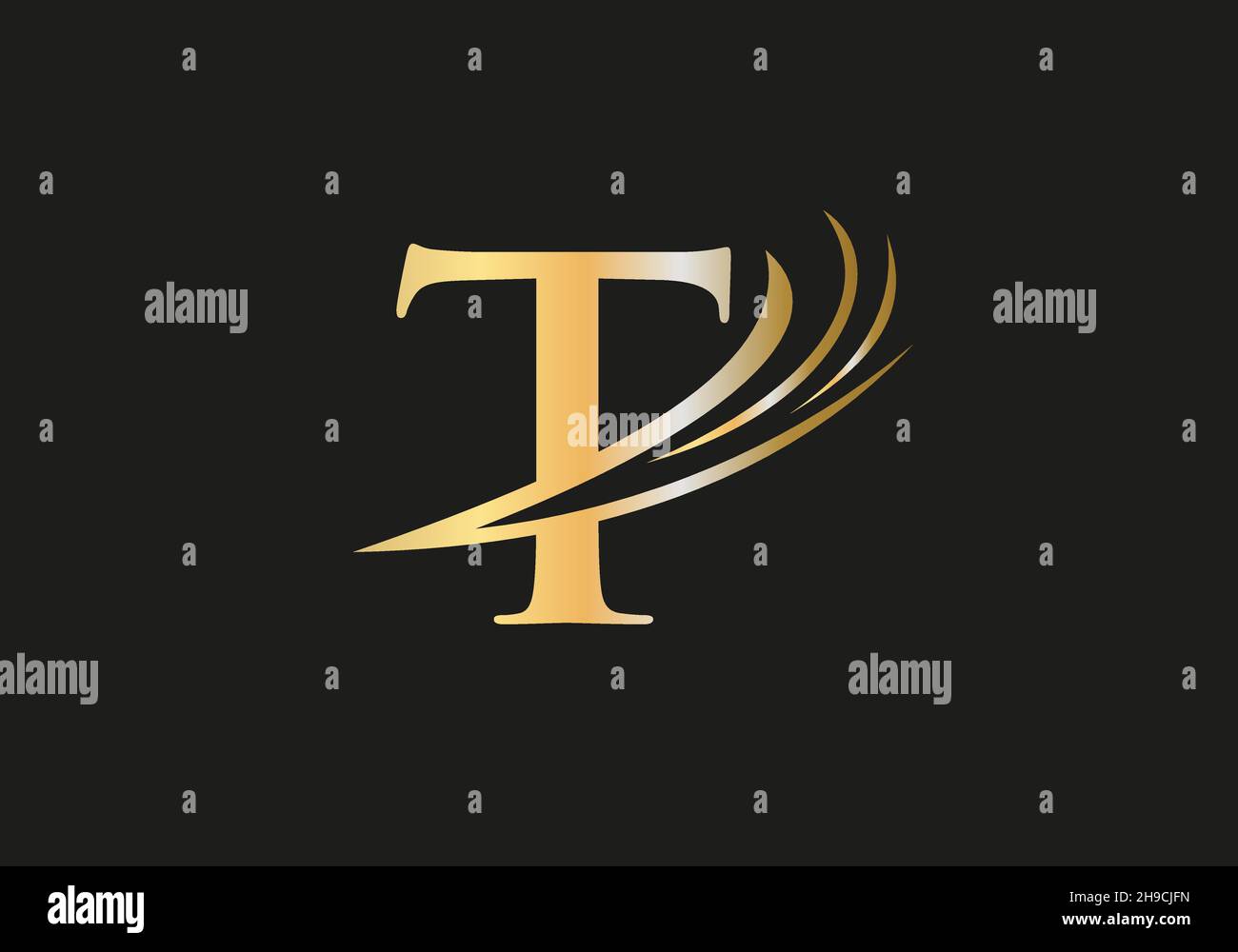 Design elegante ed elegante con logo T per la vostra azienda. Logo con lettera T. T Logo per il branding di lusso. Illustrazione Vettoriale