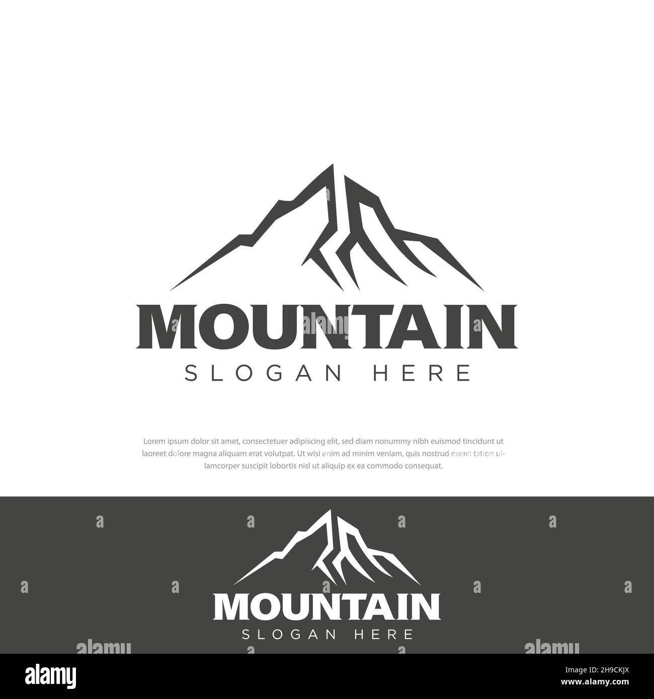 Linea semplice logo montagna disegno luogo, simbolo, icona illustrazione Illustrazione Vettoriale