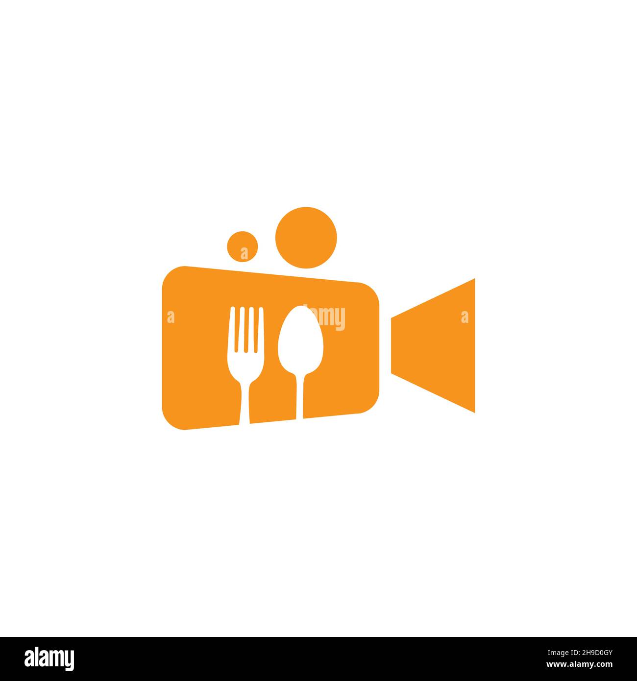 videoregistratore con cucchiaio e simbolo della forcella icona vettore grafico disegno illustrazione idea creativa Illustrazione Vettoriale