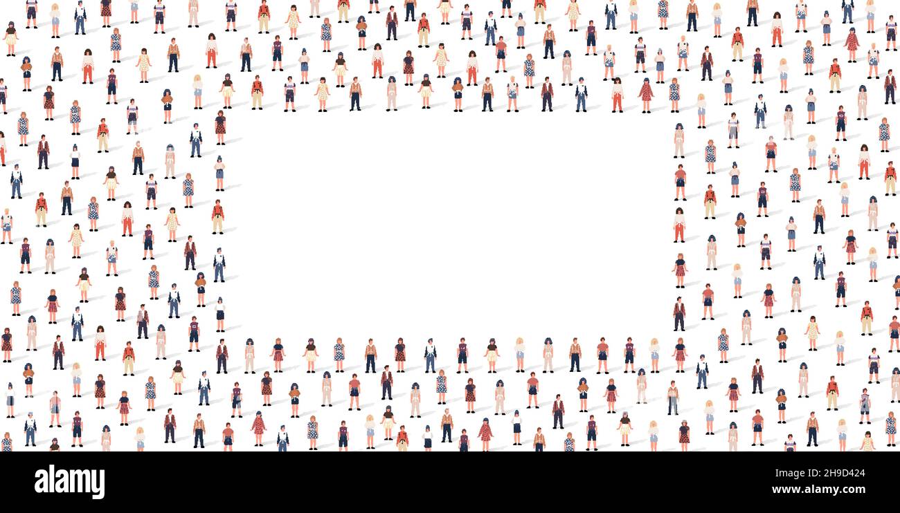 Folla persone modello impostato in stile piatto. Illustrazione vettoriale uomini e donne isolati su sfondo bianco Illustrazione Vettoriale