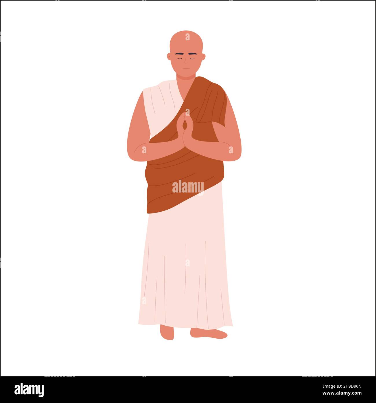 Preghiera buddista con pratica di trasformazione interiore. Espressione di gratitudine e saggezza per una preziosa illustrazione vettoriale piatta della vita umana Illustrazione Vettoriale