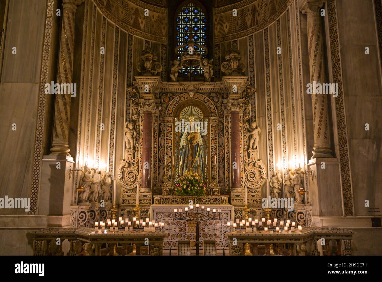 Marienaltare, Cattedrale di Santa Maria Nuova, Monreale, Sizilien, Italien Foto Stock