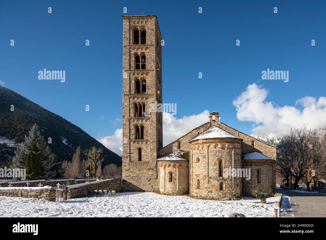 Taüll, Sant Climent, Blick von Osten Foto Stock