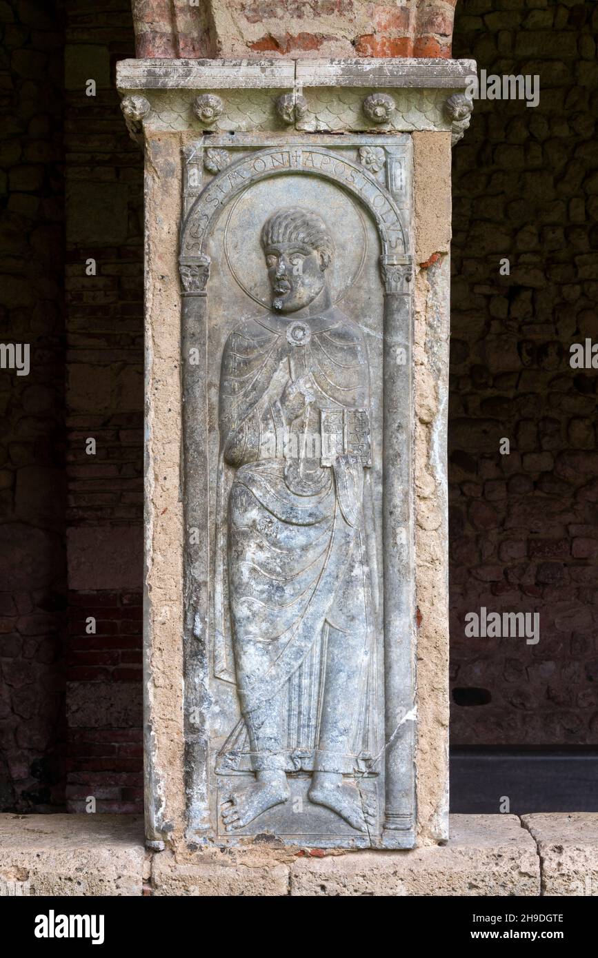 Moissac, Abtei Saint-Pierre, Kreuzgang, Marmorsollievo Foto Stock