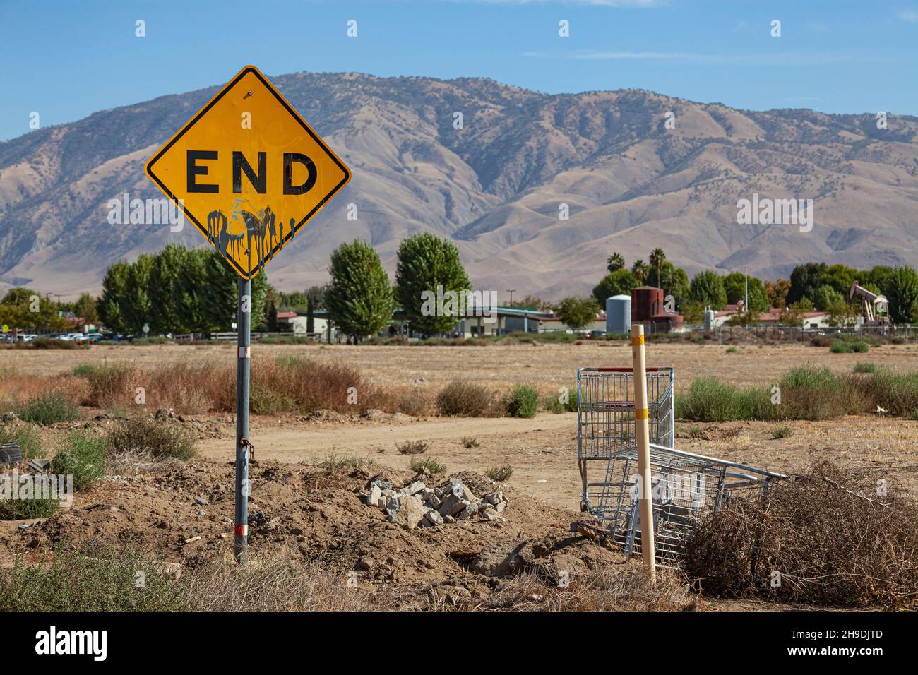 Segnale di fine, Arvin, Kern County, California, Stati Uniti Foto Stock