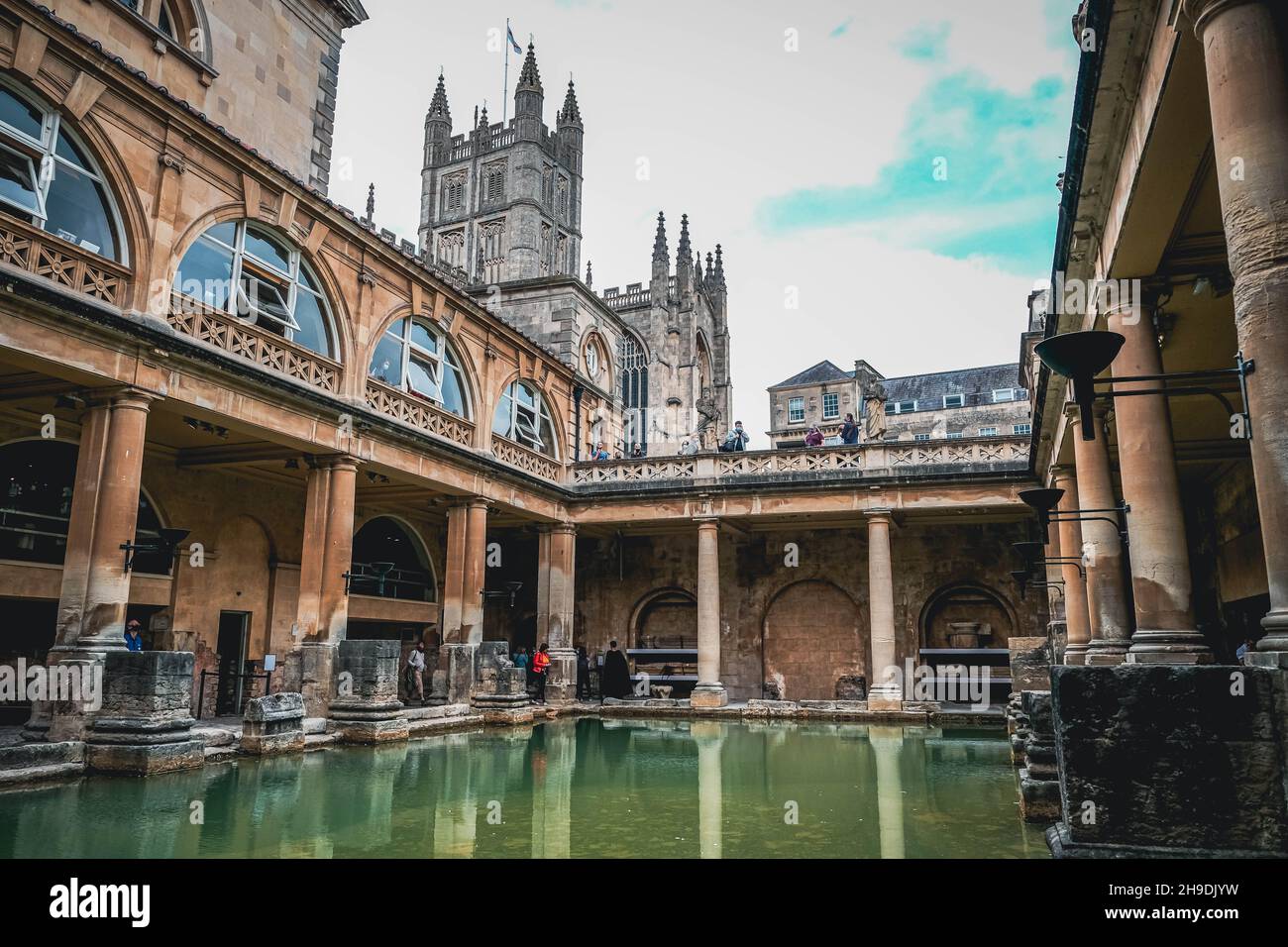 Le terme romane sono ben conservate nella città di Bath, Somerset, Inghilterra. Foto Stock
