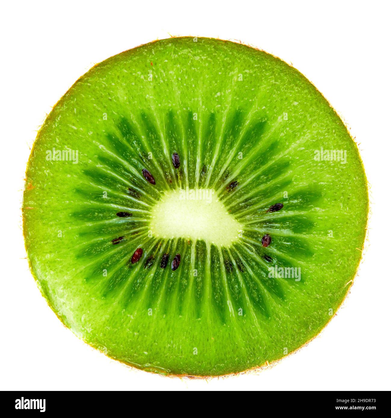 Kiwi frutta, isolato su sfondo bianco. Taglio di kiwi verde dolce Foto Stock