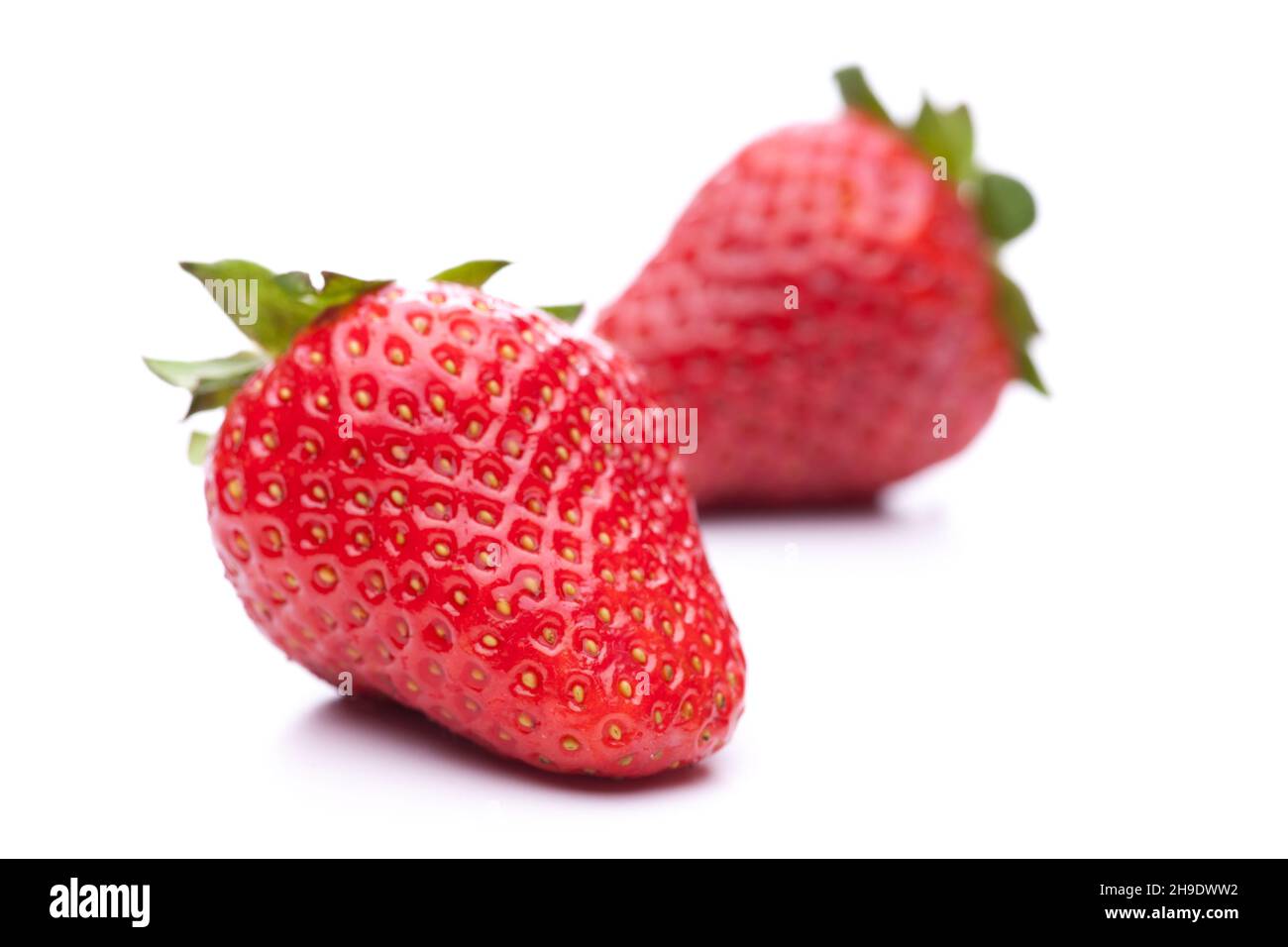 fragola, naturale, frutta, singola, rossa, sdraiato, uno a casa, tavolo, facoltativo, da solo, foto studio, sfondo, orizzontale, bello, verde, isolato, Foto Stock