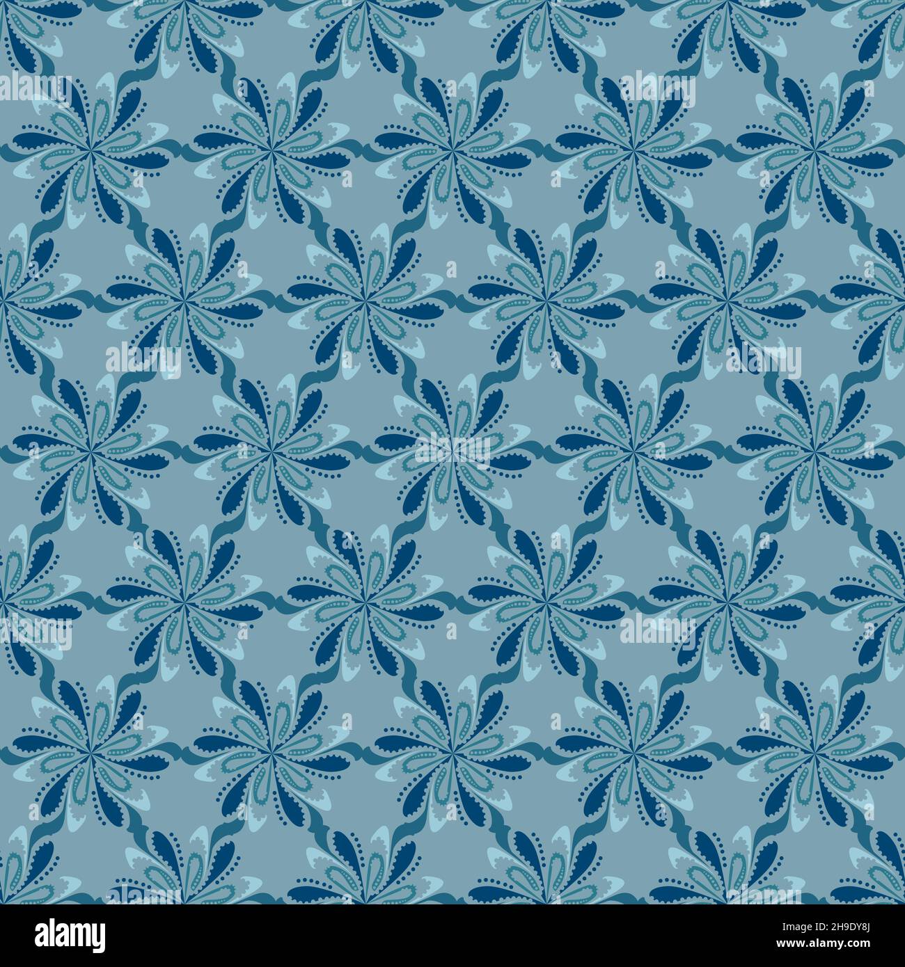 Pattern senza giunture astratto vettoriale. Sfondo geometrico nei colori blu, grigio e verde. Illustrazione Vettoriale