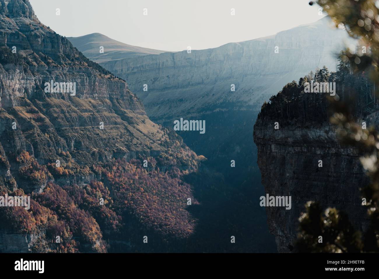 Bellissimo paesaggio con scogliere boscose in un clima mite Foto Stock